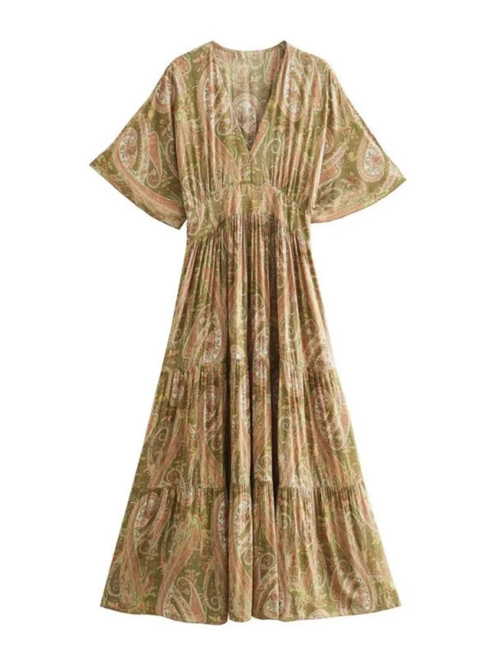 ZARA Autumn Paisley Print Short Sleeve Dress